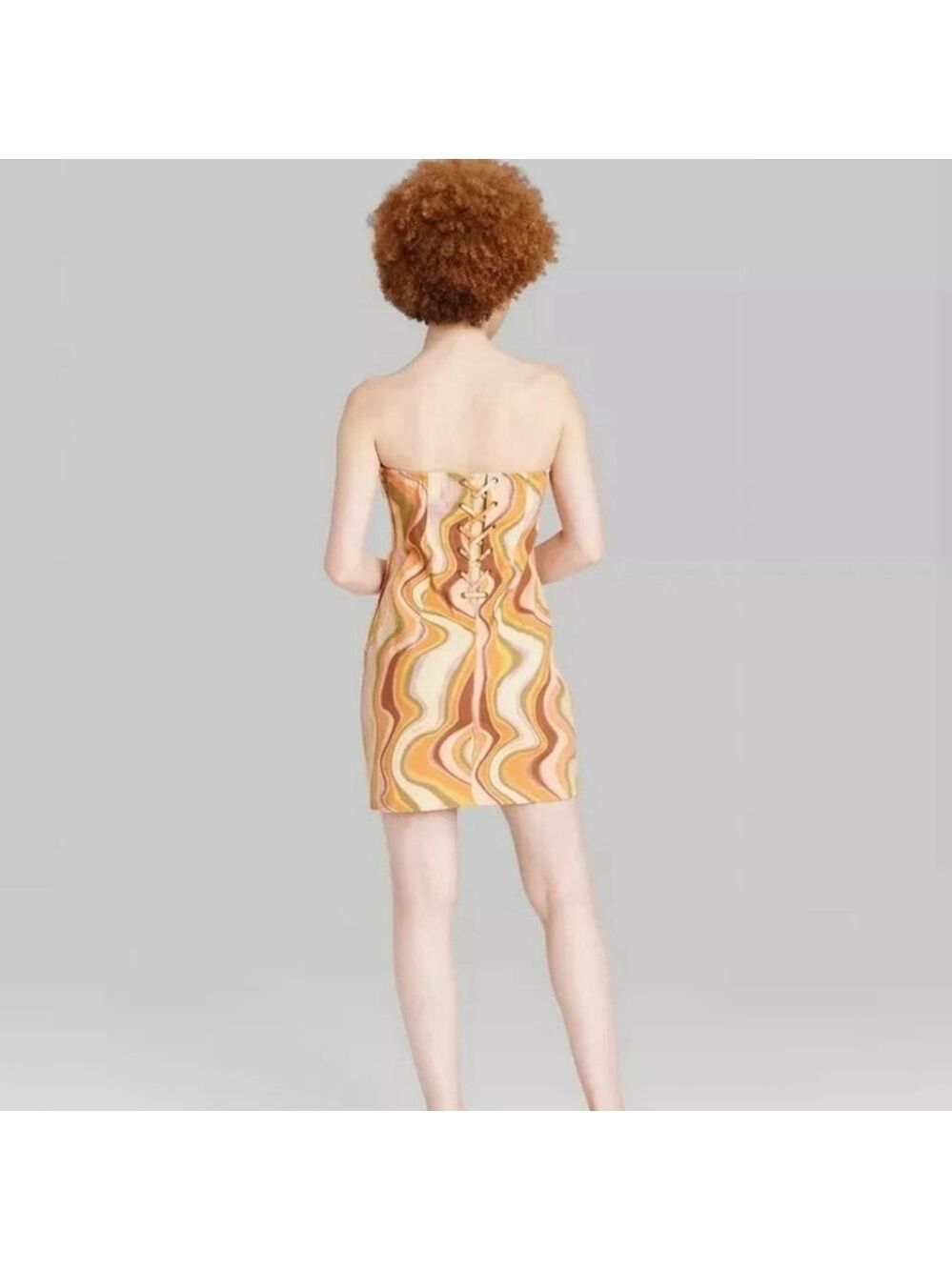 Wild Fable Twill Strapless Tube Lace Up Back Mini Bodycon Dress NWOT - Picture 3 of 3